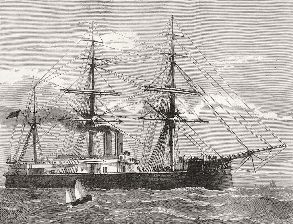 SHIPS. Brazilian ironclad Independencia 1877 old antique vintage print picture